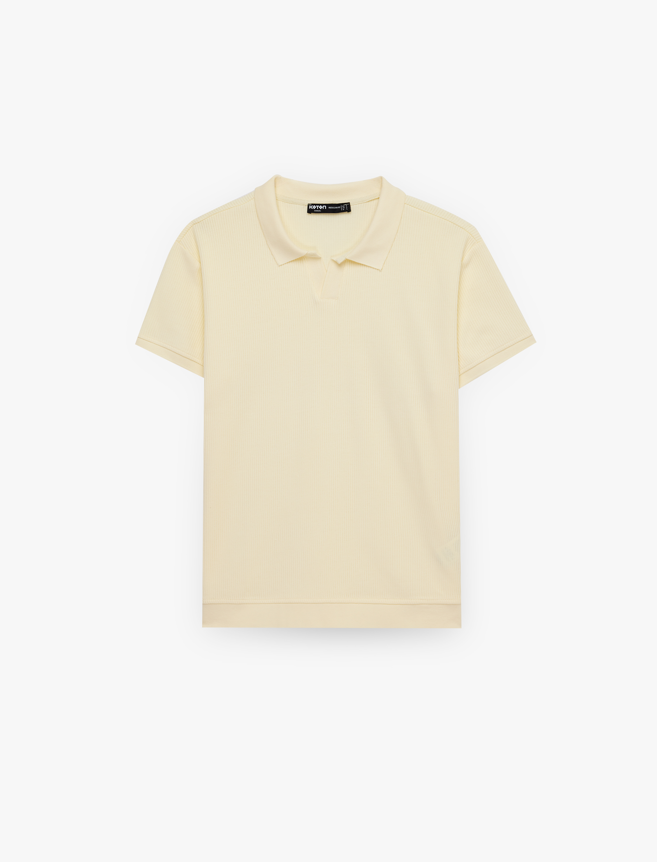   Regular Fit Kısa Kollu Pamuklu Fitilli Polo Yaka Tişört