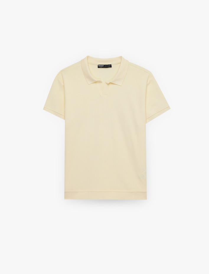  Regular Fit Kısa Kollu Pamuklu Fitilli Polo Yaka Tişört