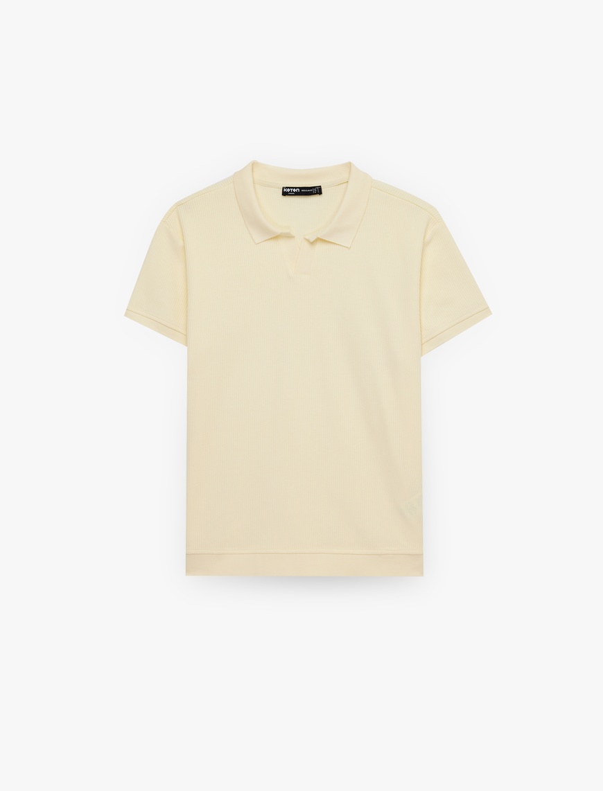Koton Erkek Regular Fit Kısa Kollu Pamuklu Fitilli Polo Yaka T-Shirt