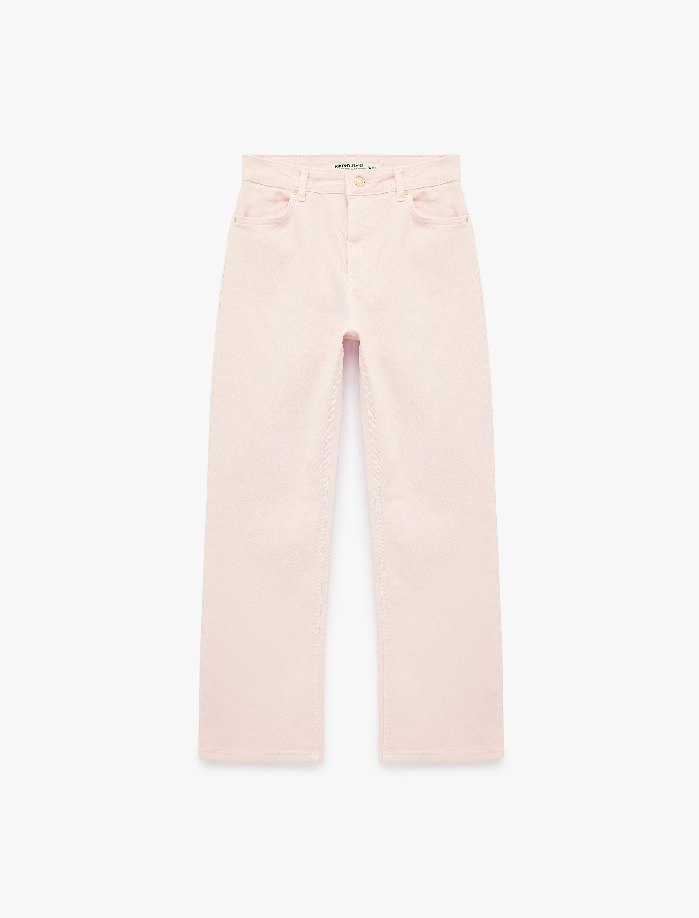   Normal Bel Dar Kalıp Pamuklu Düğmeli Kısa İspanyol Paça Pantolon -  Kick Flare Jeans