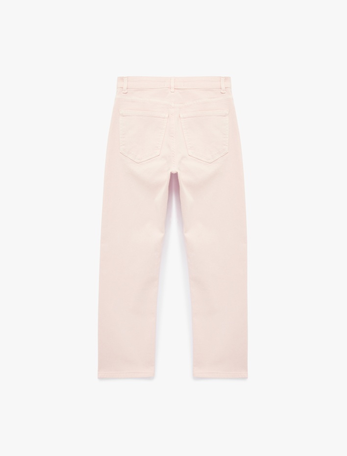  Normal Bel Dar Kalıp Pamuklu Düğmeli Kısa İspanyol Paça Pantolon -  Kick Flare Jeans