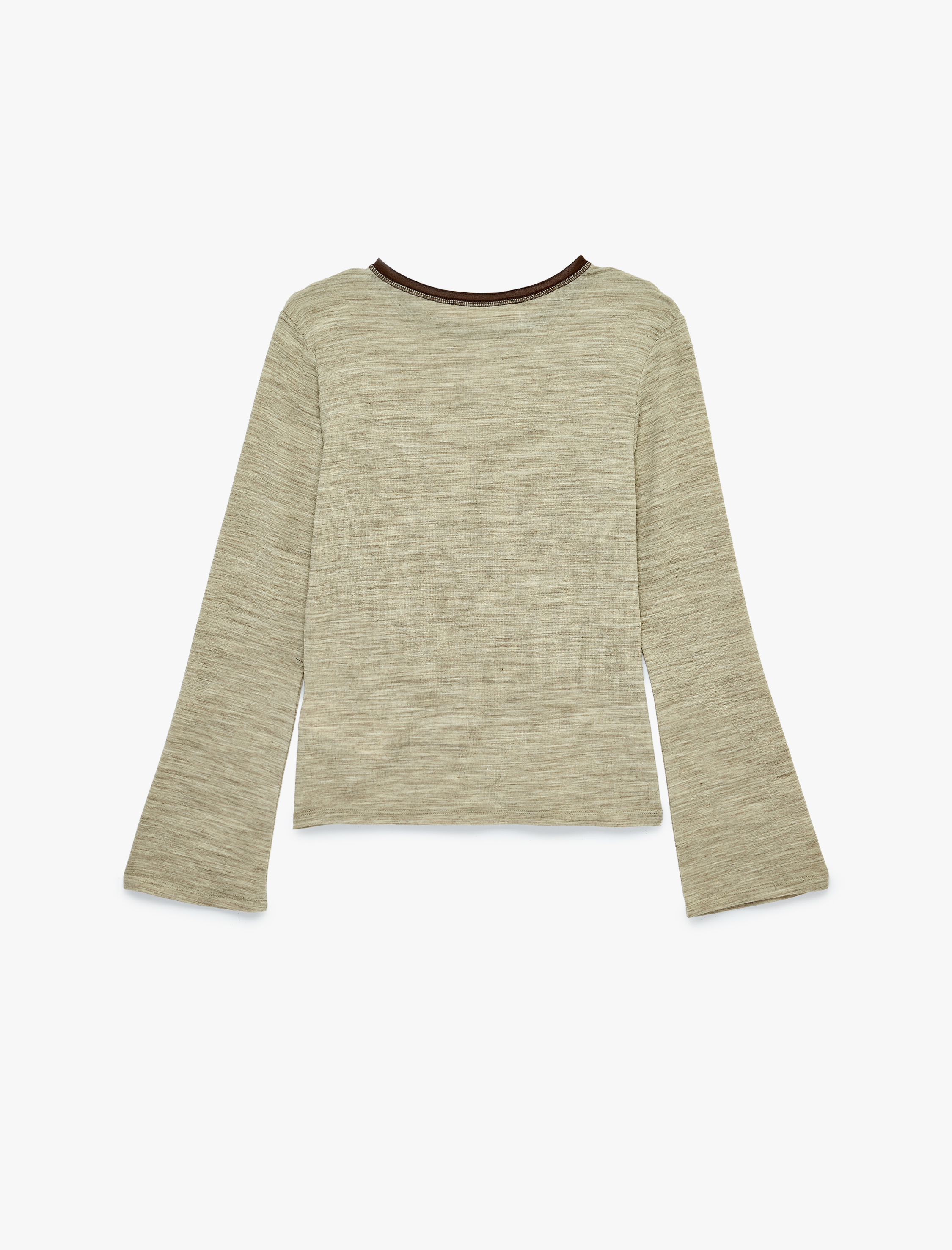   Ribanalı Uzun Kollu Bisiklet Yaka Tişört