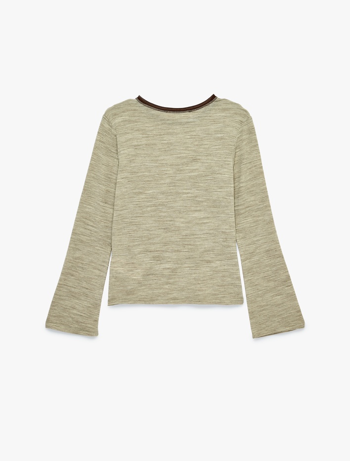  Ribanalı Uzun Kollu Bisiklet Yaka Tişört