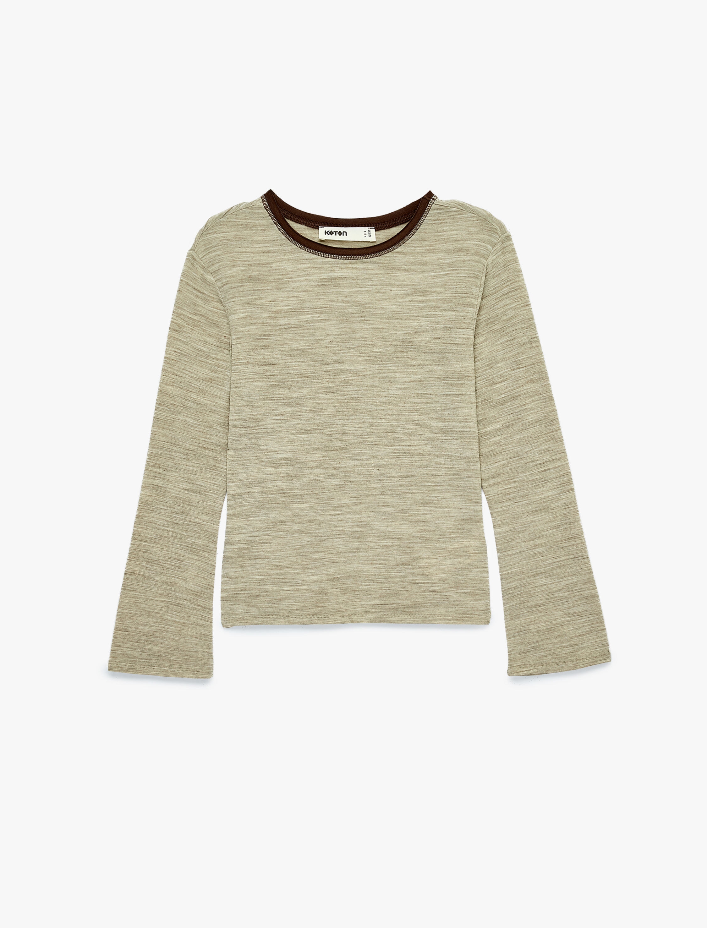   Ribanalı Uzun Kollu Bisiklet Yaka Tişört