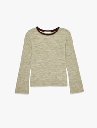 Ribanalı Uzun Kollu Bisiklet Yaka Tişört