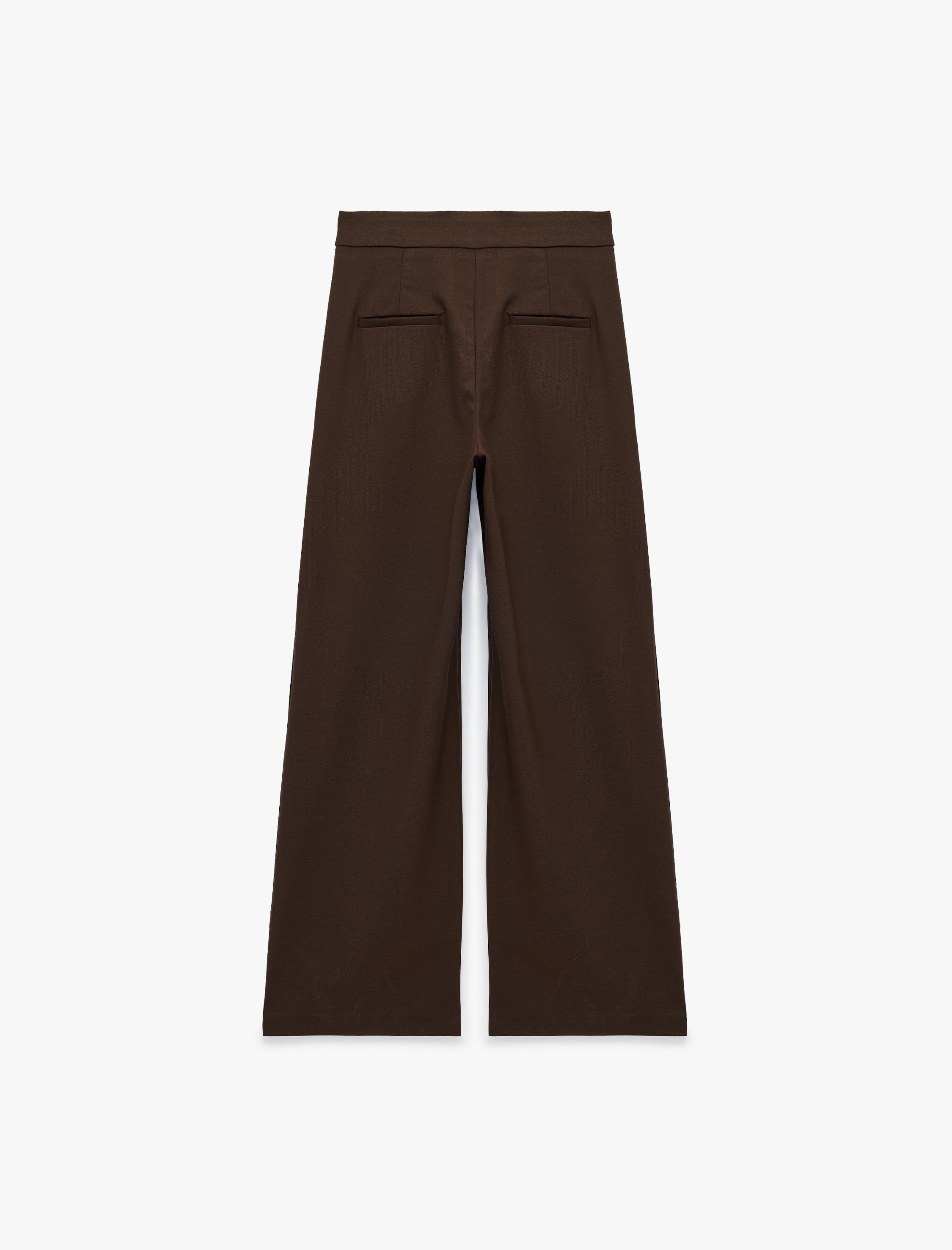   Yüksek Bel Cep Detaylı Geniş Paça Kumaş Pantolon