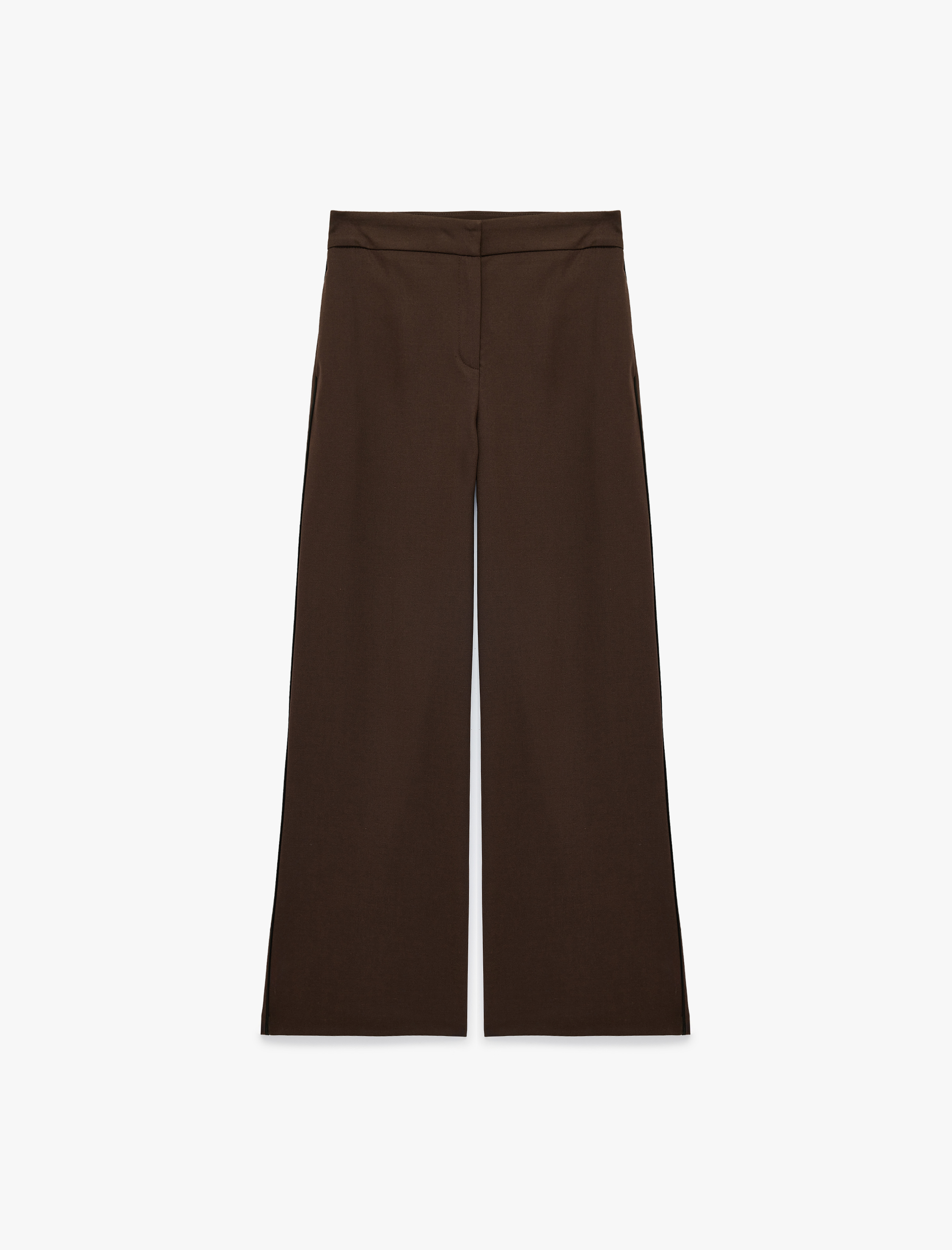   Yüksek Bel Cep Detaylı Geniş Paça Kumaş Pantolon