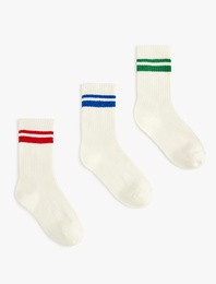 Çizgili 3'lü Soket Çorap