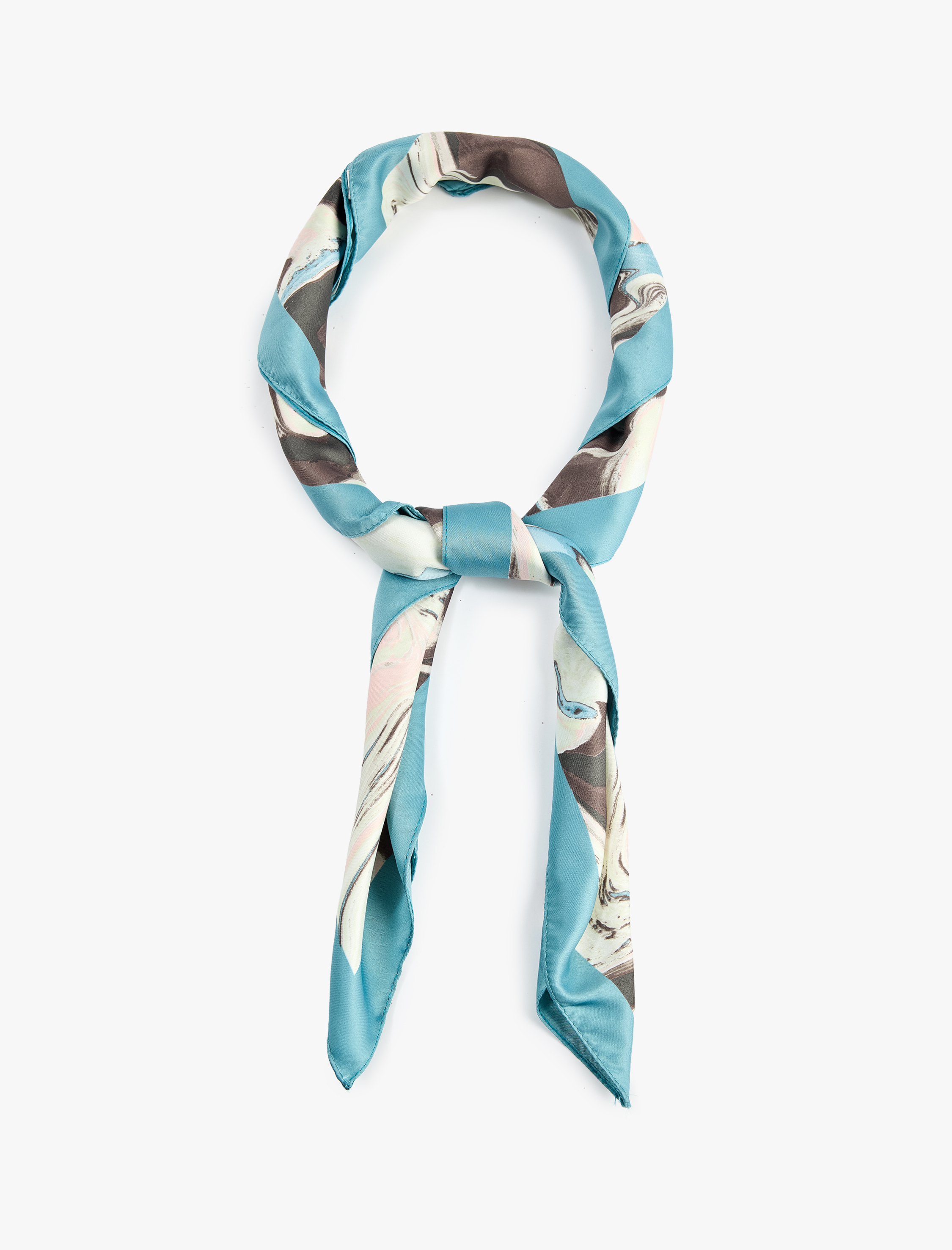  Kadın Soyut Desenli Saten Kare Fular