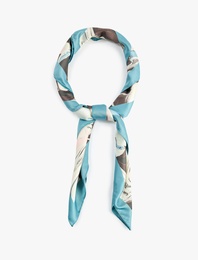 Soyut Desenli Saten Kare Fular