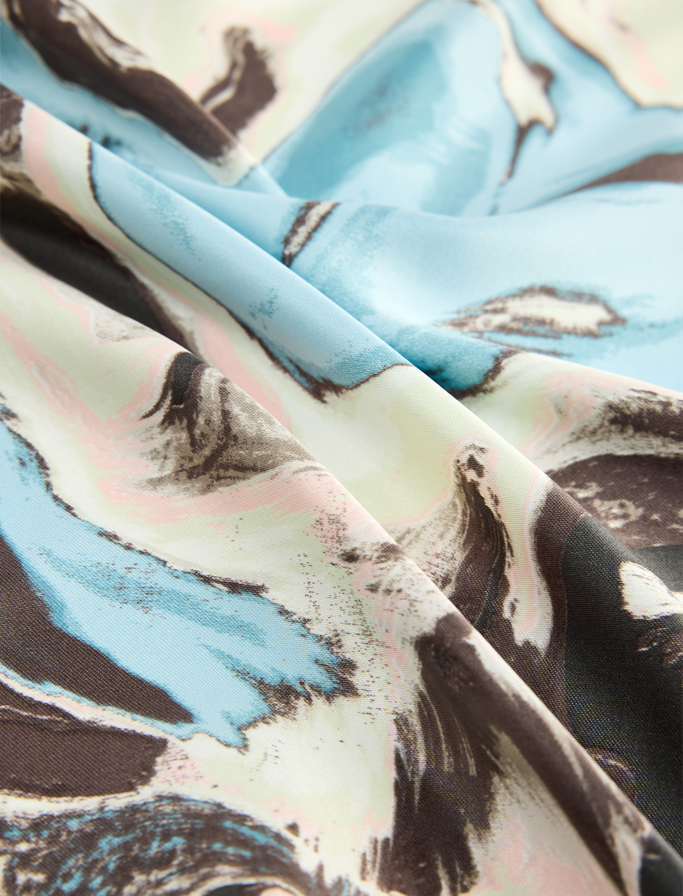  Kadın Soyut Desenli Saten Kare Fular