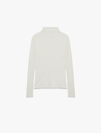 Koyun Yünü Karışımlı Slim Fit Uzun Kollu Dik Yaka Tişört