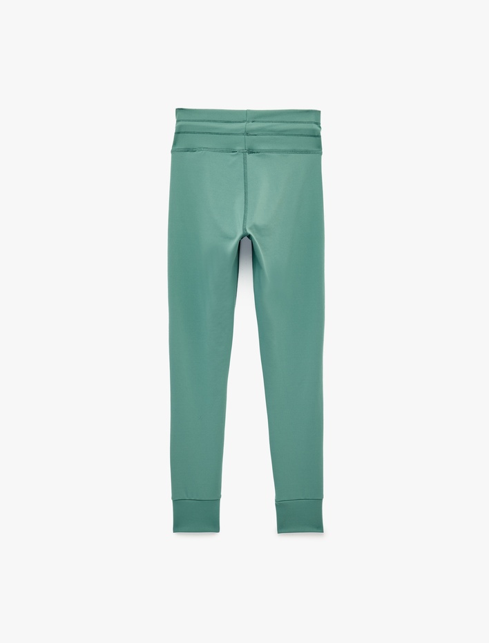  Yüksek Bel Slim Fit Bağcıklı Spor Tayt