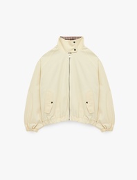 Pamuklu Uzun Kollu Dik Yaka Fermuarlı Cepli Mevsimlik Ceket