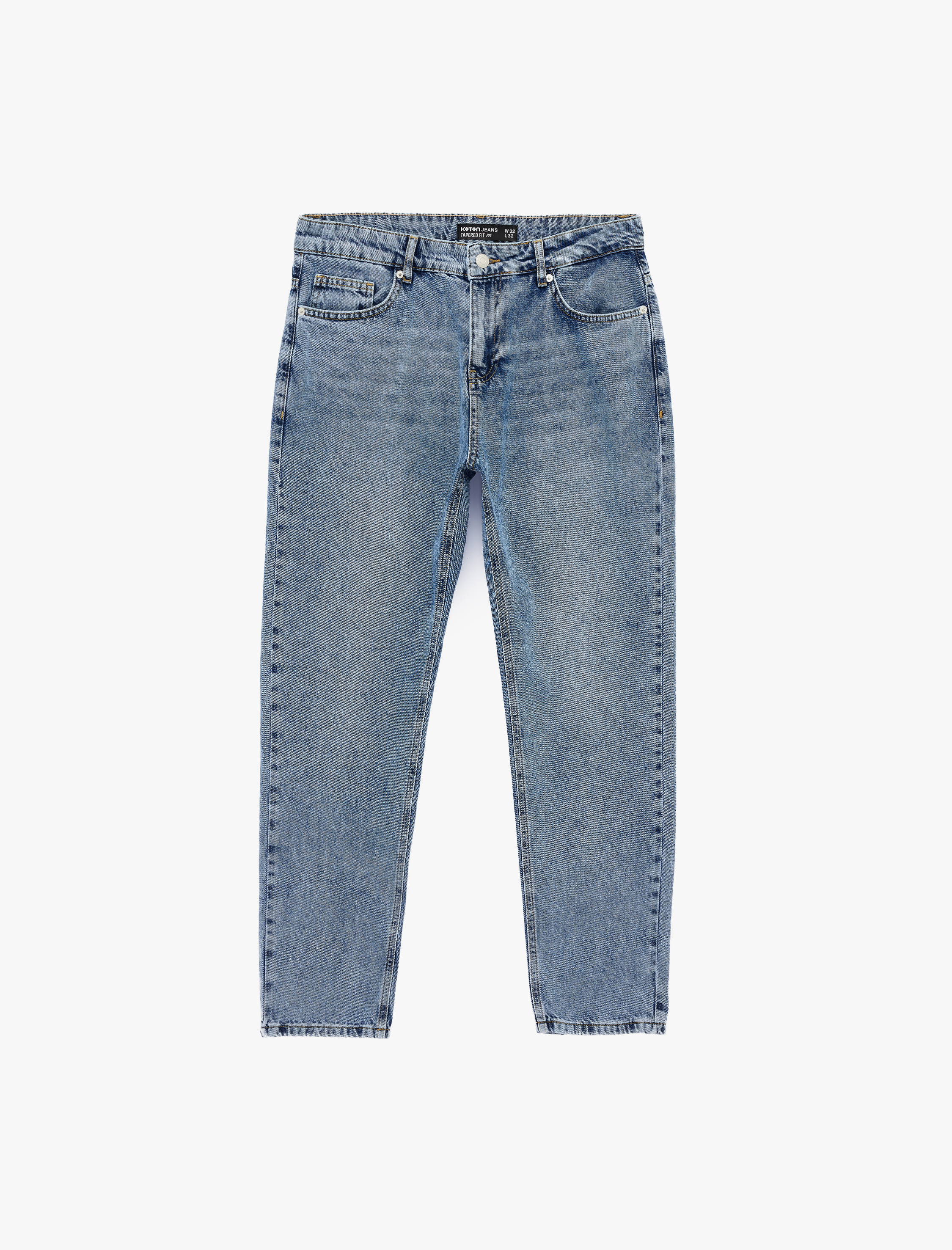   Pamuklu Regular Fit Normal Bel Düz Paça Denim Pantolon - Tapered Jeans