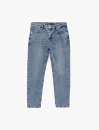 Pamuklu Regular Fit Normal Bel Düz Paça Denim Pantolon - Tapered Jeans