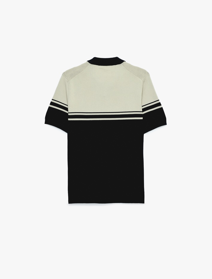  Pamuklu Kısa Kollu Polo Yaka Triko Kazak