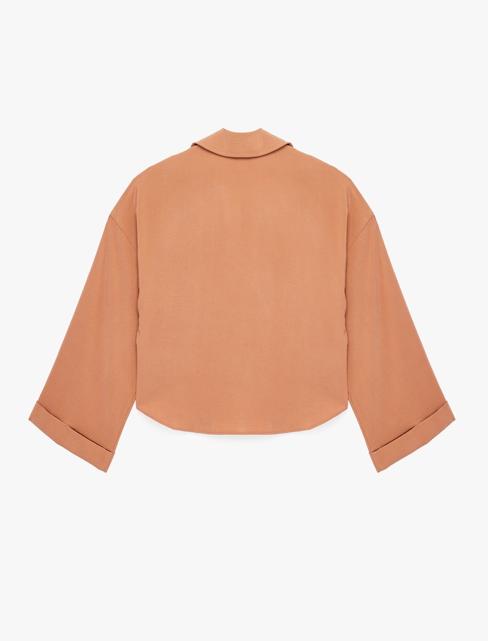  Rahat Kalıp Uzun Kollu Klasik Yaka Düğmeli Viskon Gömlek