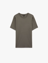 Kısa Kollu Pamuklu Bisiklet Yaka Basic Slim Fit Tişört