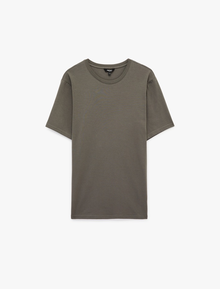  Kısa Kollu Pamuklu Bisiklet Yaka Basic Slim Fit Tişört