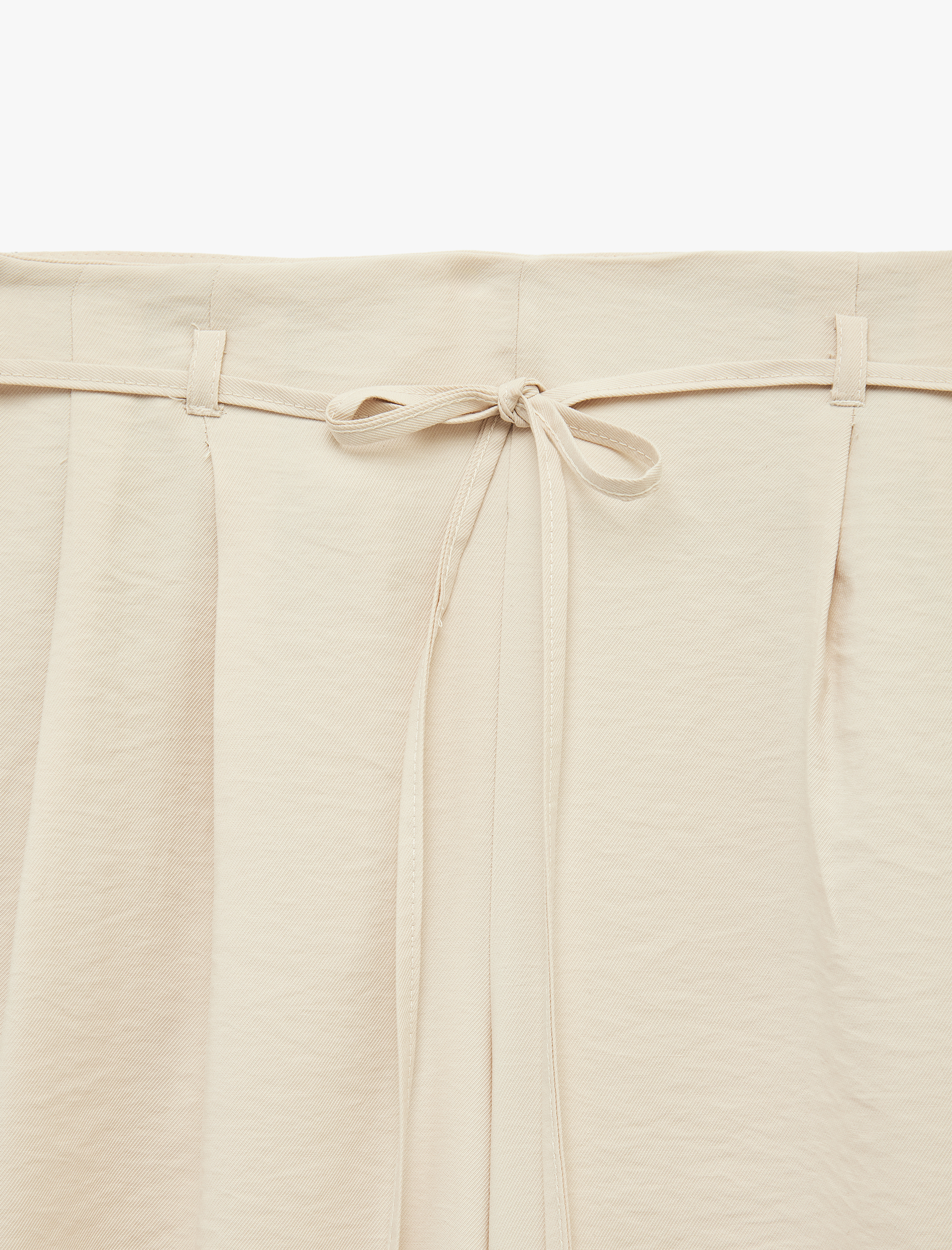   Modal Kumaş Beli Bağcıklı Geniş Paça Palazzo Pantolon