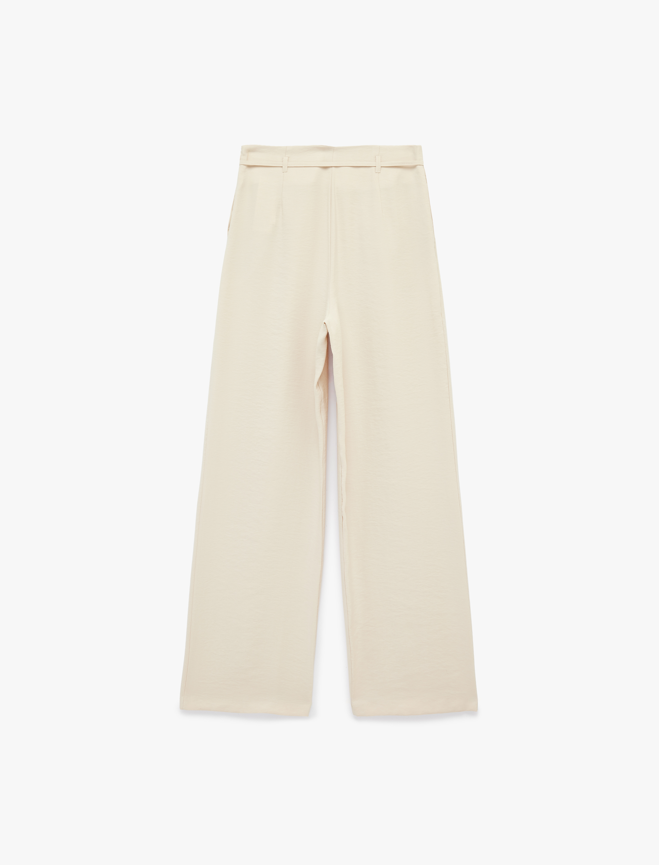   Modal Kumaş Beli Bağcıklı Geniş Paça Palazzo Pantolon