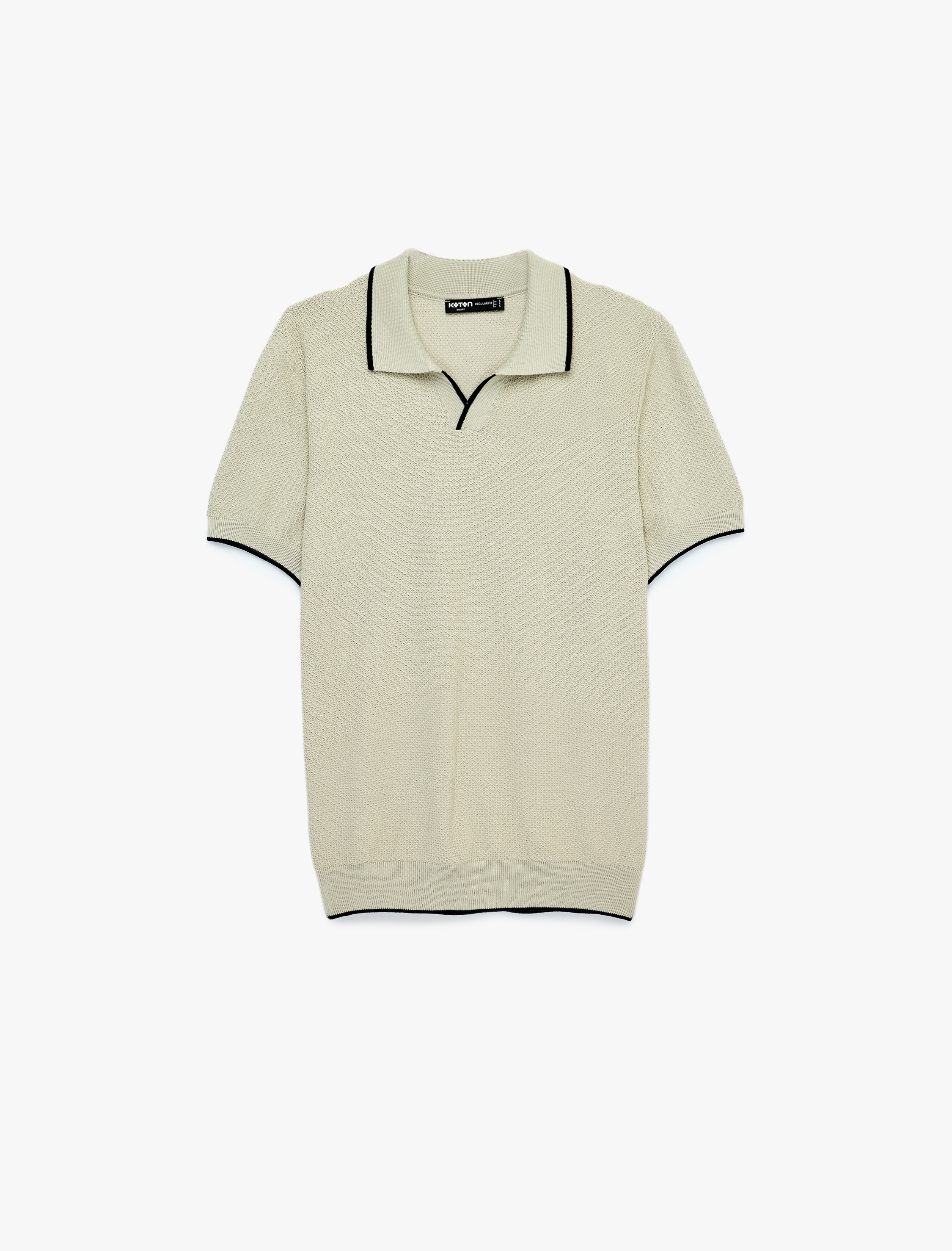   Regular Fit Pamuklu Çizgi Detaylı Polo Yaka Kısa Kollu Triko Tişört