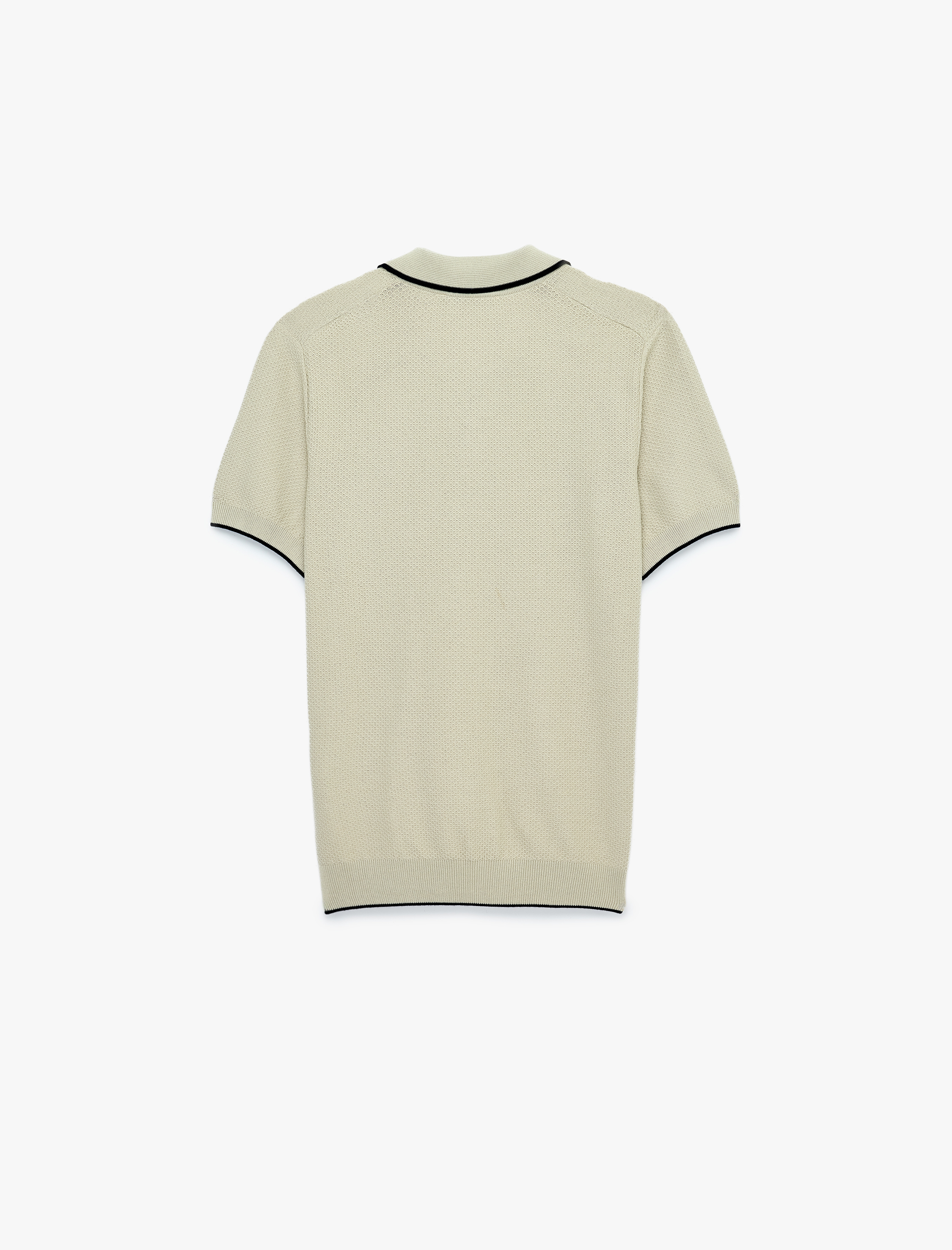   Regular Fit Pamuklu Çizgi Detaylı Polo Yaka Kısa Kollu Triko Tişört