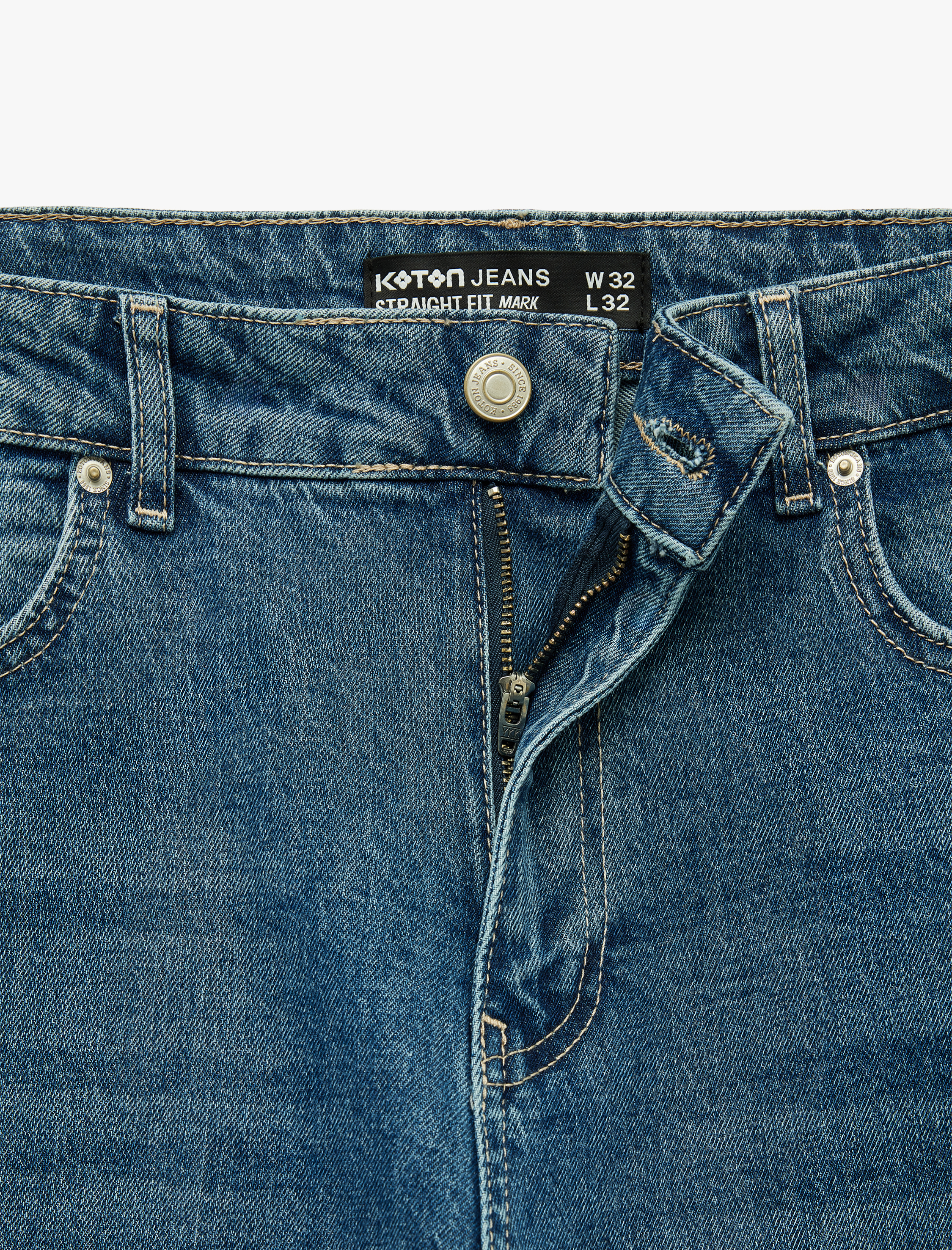   Standart Bel Normal Bel Düz Paça Denim Pantolon - Mark Straight Jeans