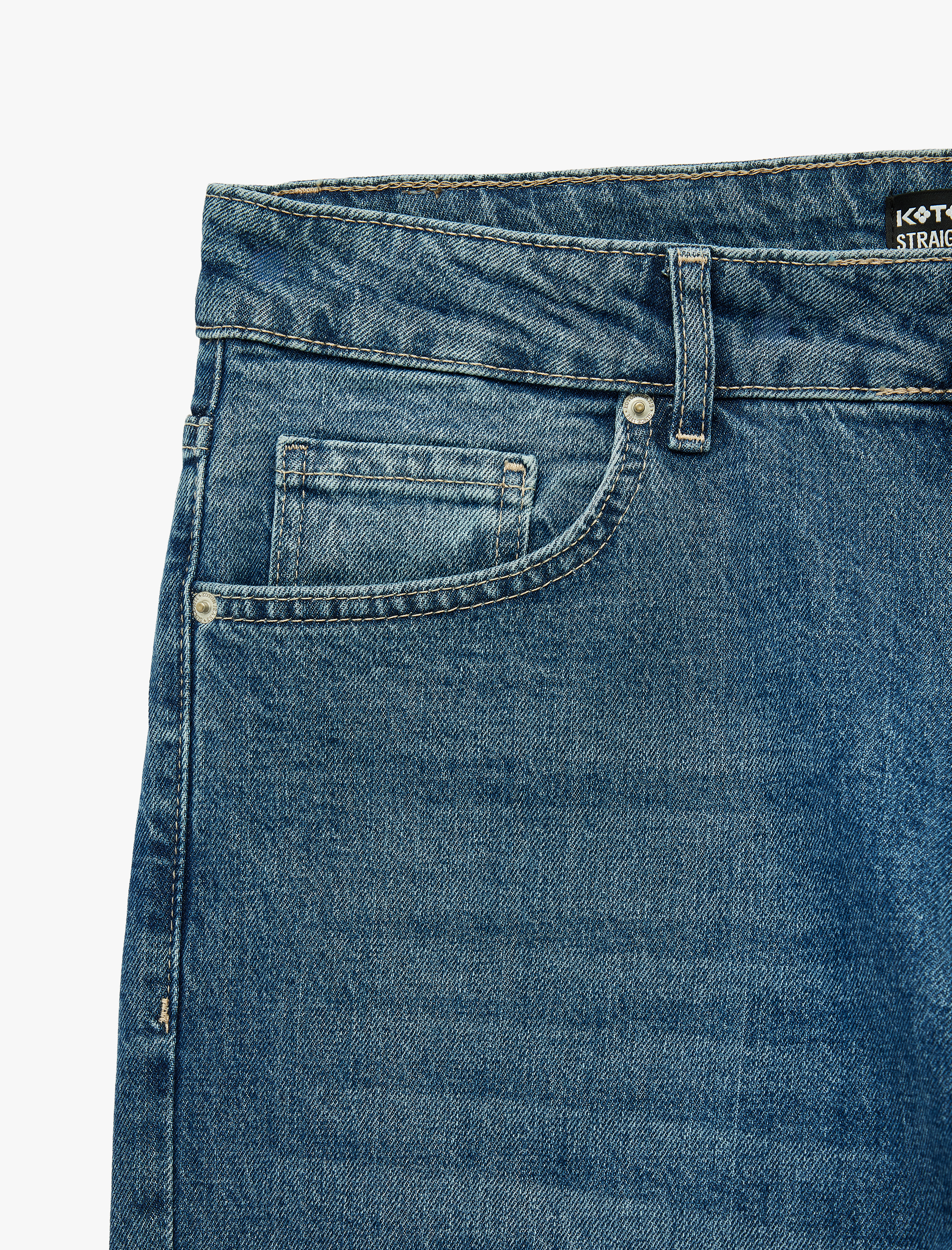   Standart Bel Normal Bel Düz Paça Denim Pantolon - Mark Straight Jeans