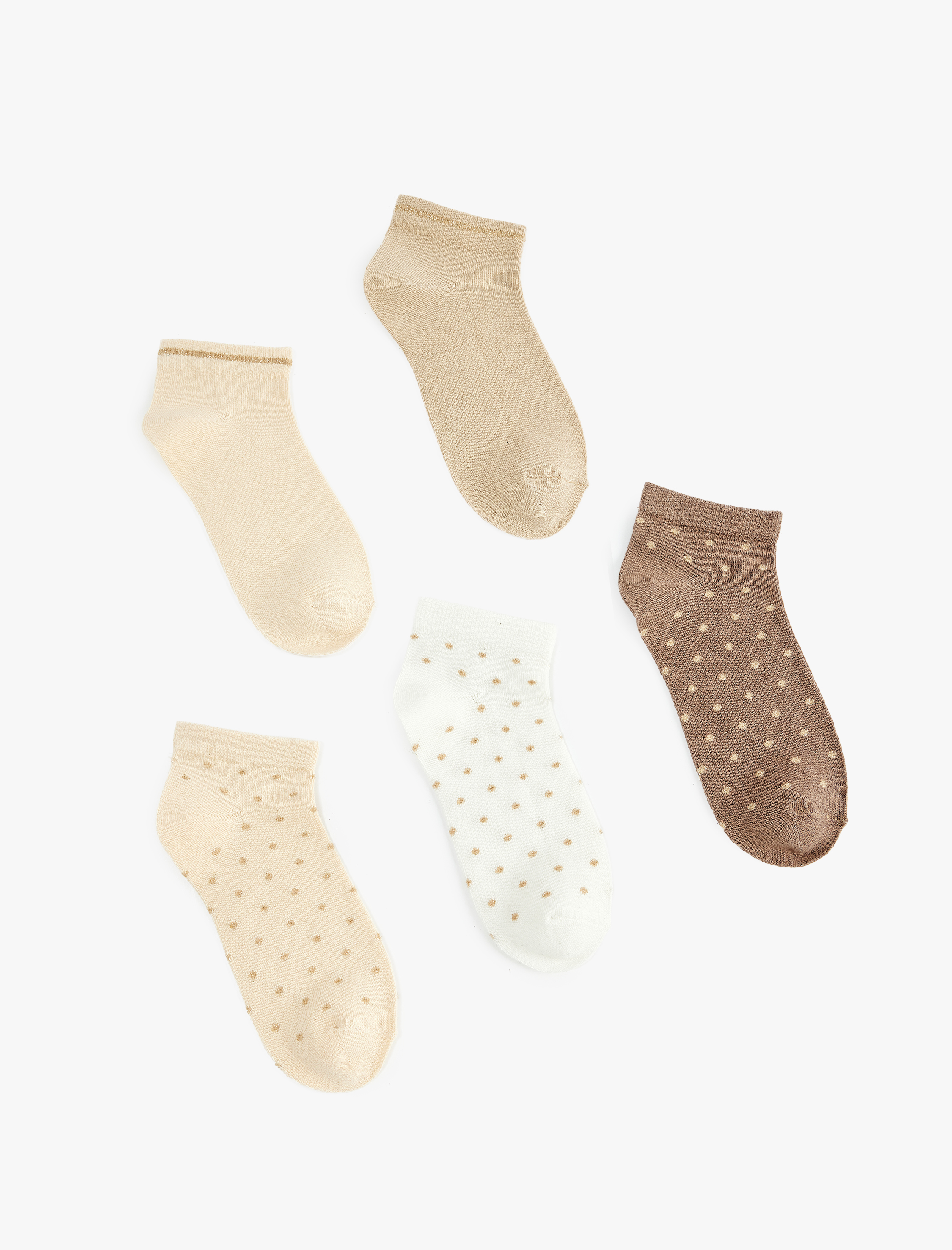  Kadın Puantiyeli 5'li Patik Çorap