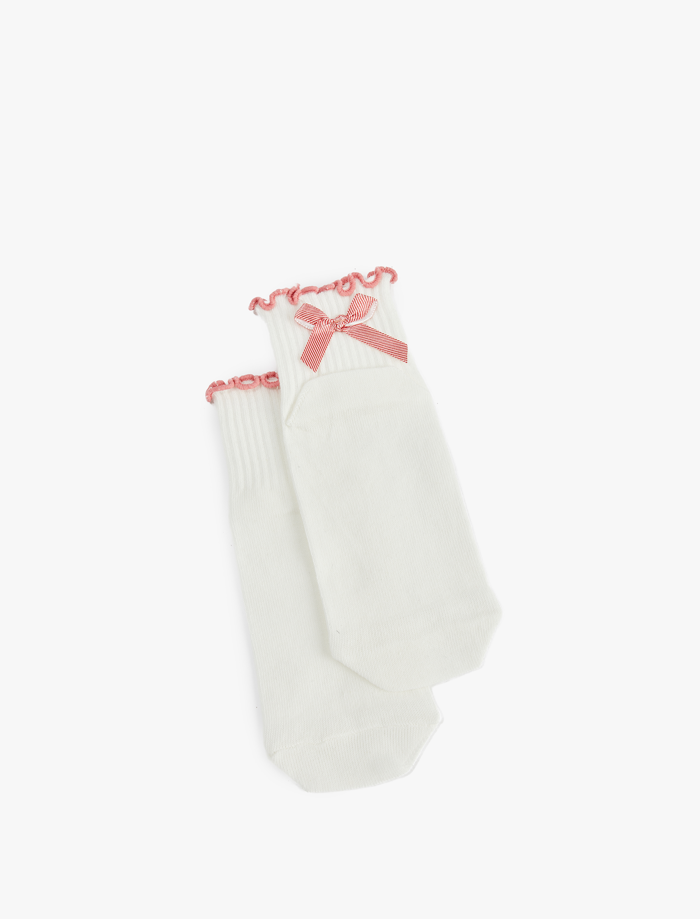 Kız Çocuk Fiyonk Detaylı Fırfırlı Çorap