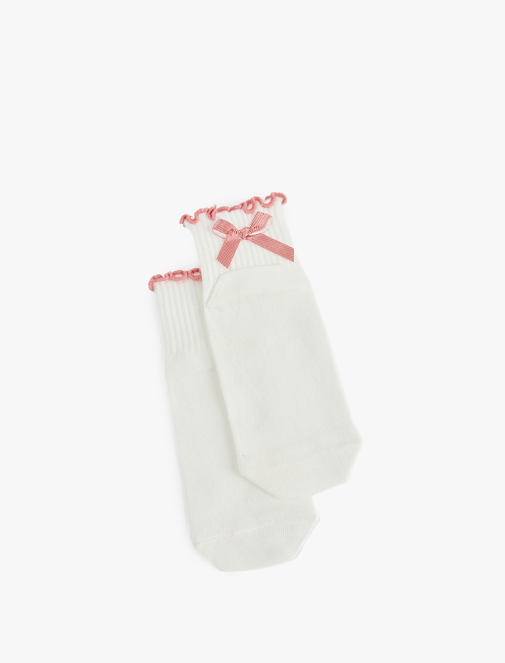 Kız Çocuk Fiyonk Detaylı Fırfırlı Çorap
