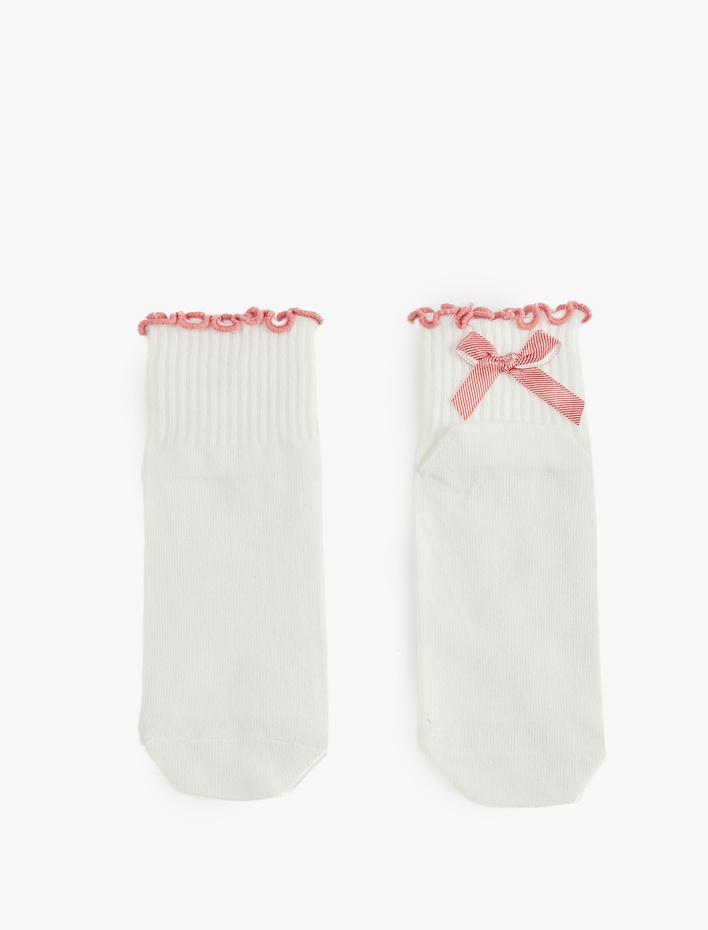 Kız Çocuk Fiyonk Detaylı Fırfırlı Çorap