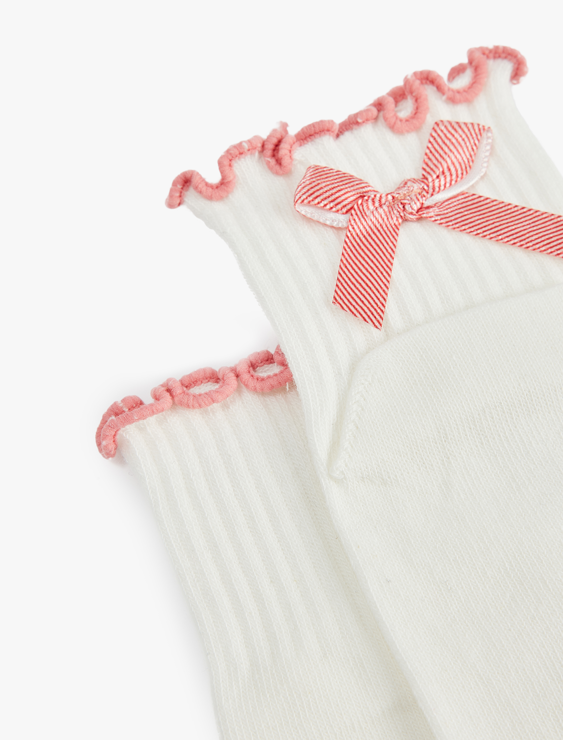  Kız Çocuk Fiyonk Detaylı Fırfırlı Çorap