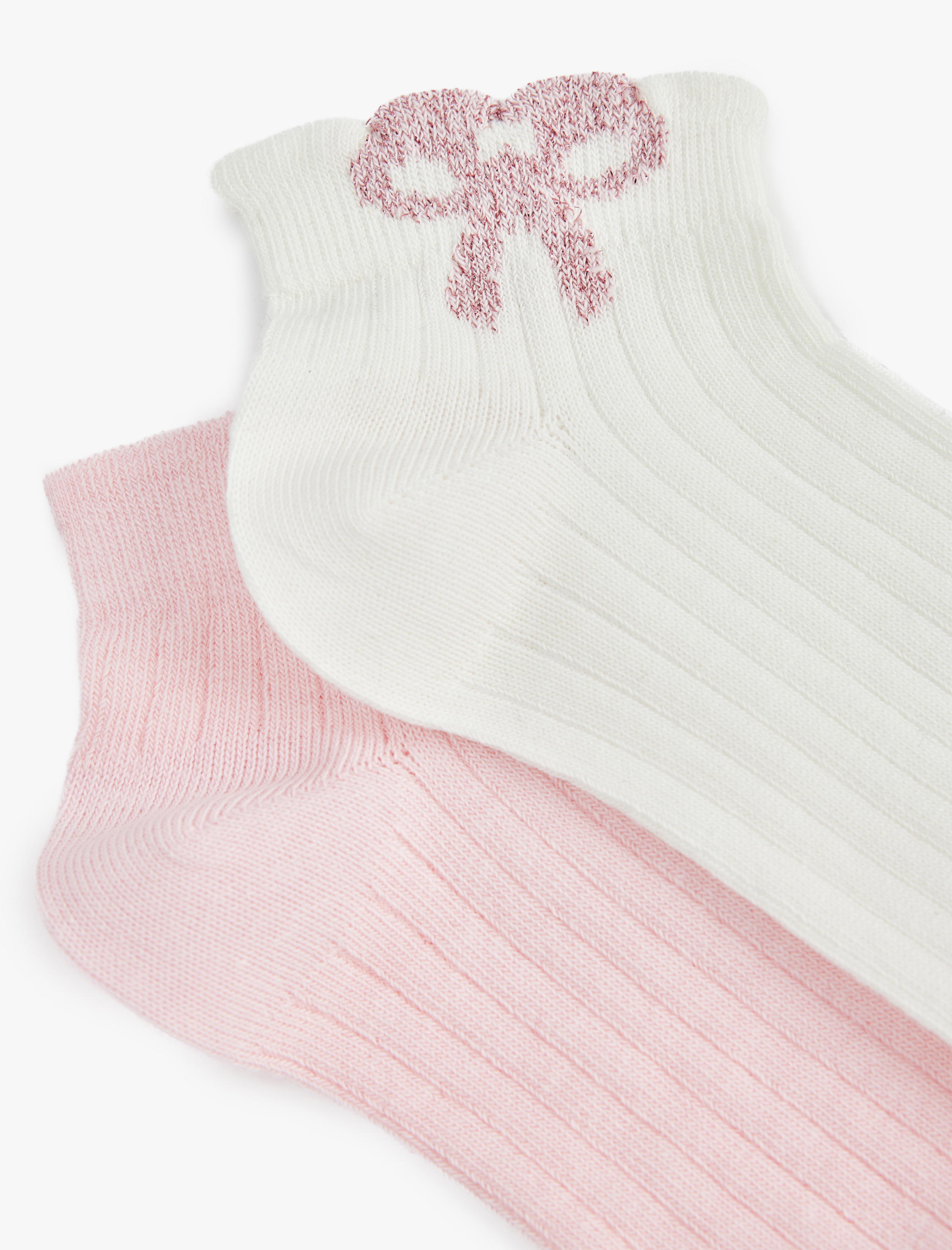  Kız Çocuk Fiyonk Detaylı 2'li Çorap