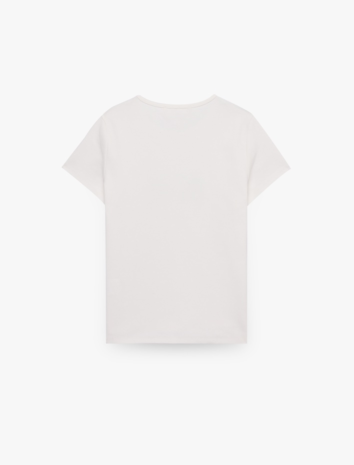  Slim Fit Kısa Kollu Bisiklet Yaka Melek Baskılı Tişört