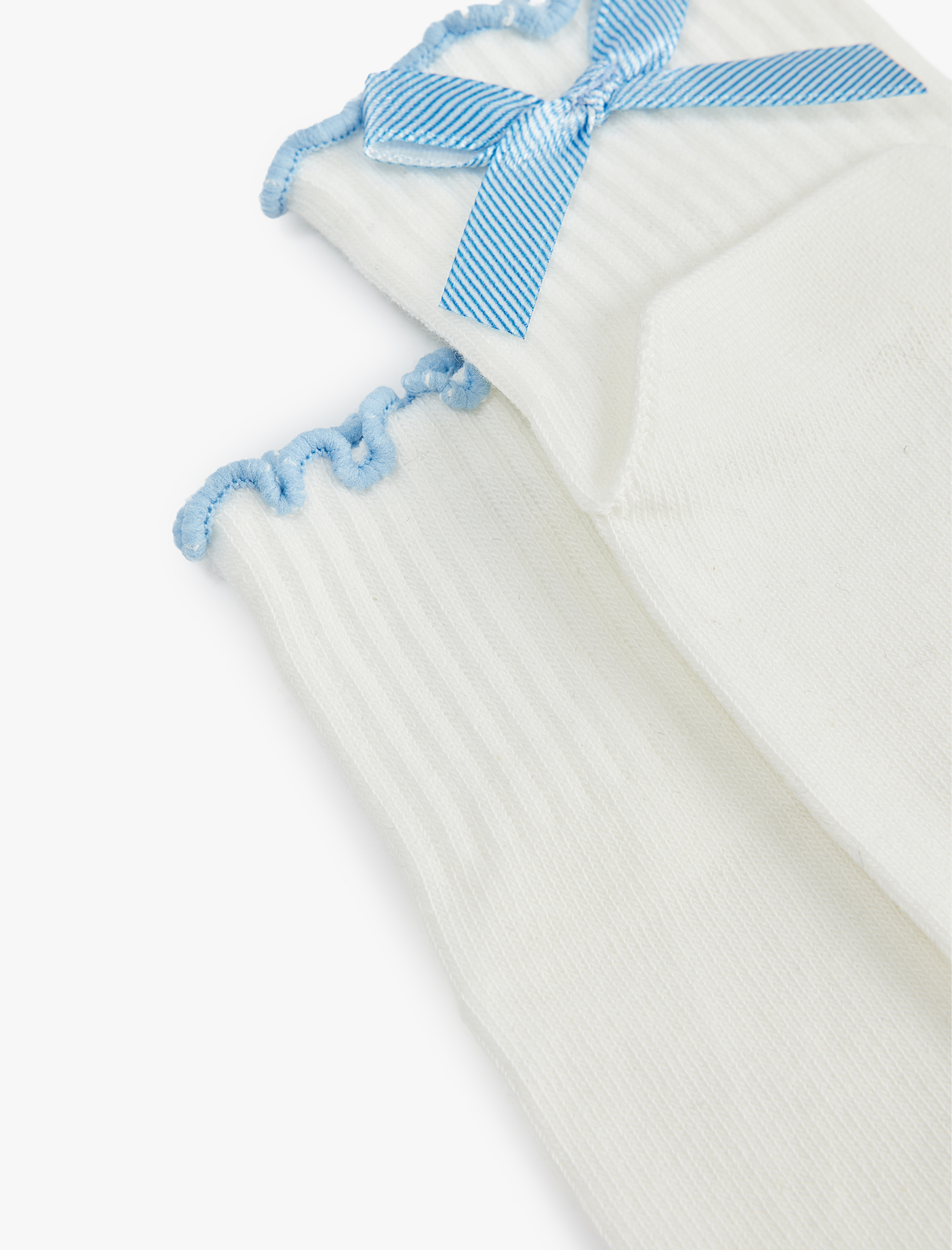  Kız Çocuk Fiyonk Detaylı Fırfırlı Çorap