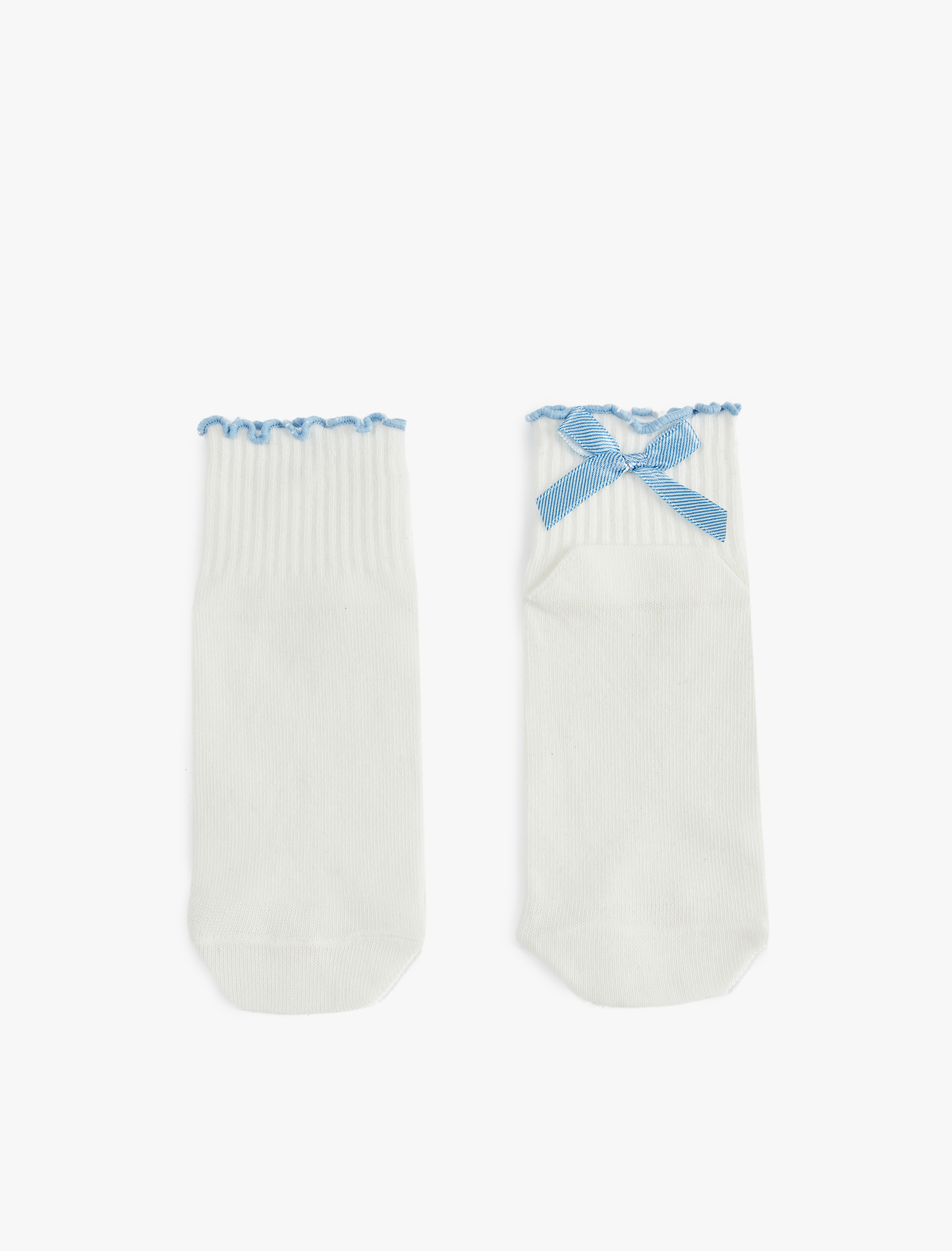  Kız Çocuk Fiyonk Detaylı Fırfırlı Çorap