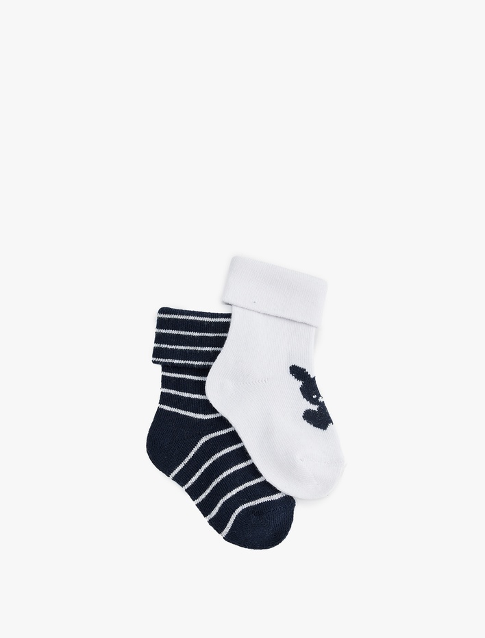 Erkek Bebek Pamuklu Tavşanlı 2'li Çorap