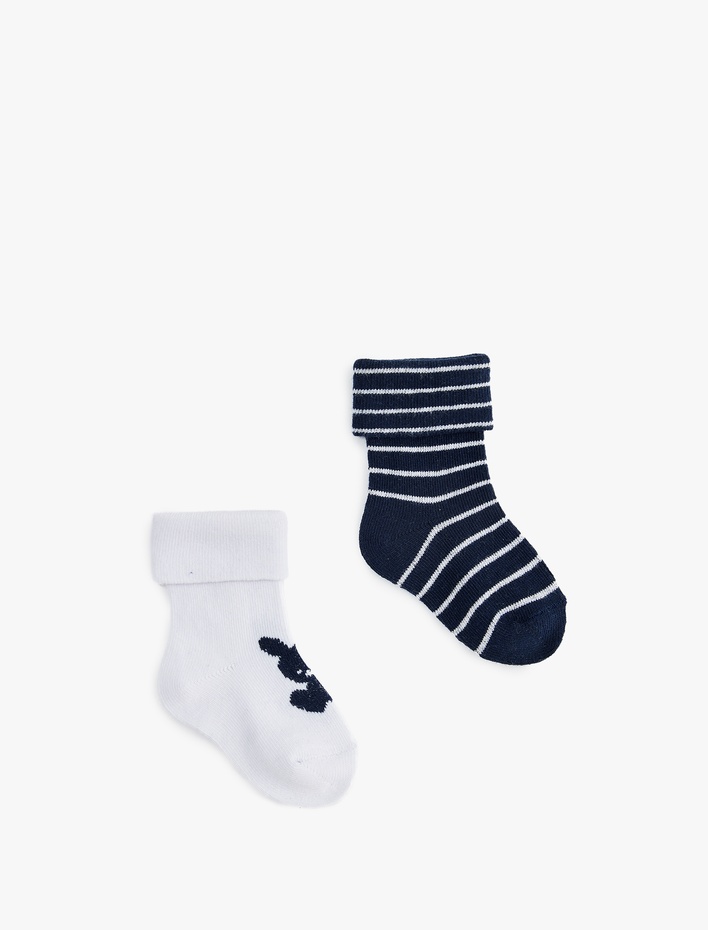 Erkek Bebek Pamuklu Tavşanlı 2'li Çorap