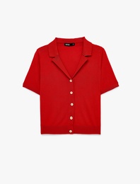 Regular Fit Polo Yaka Düğmeli Triko Hırka