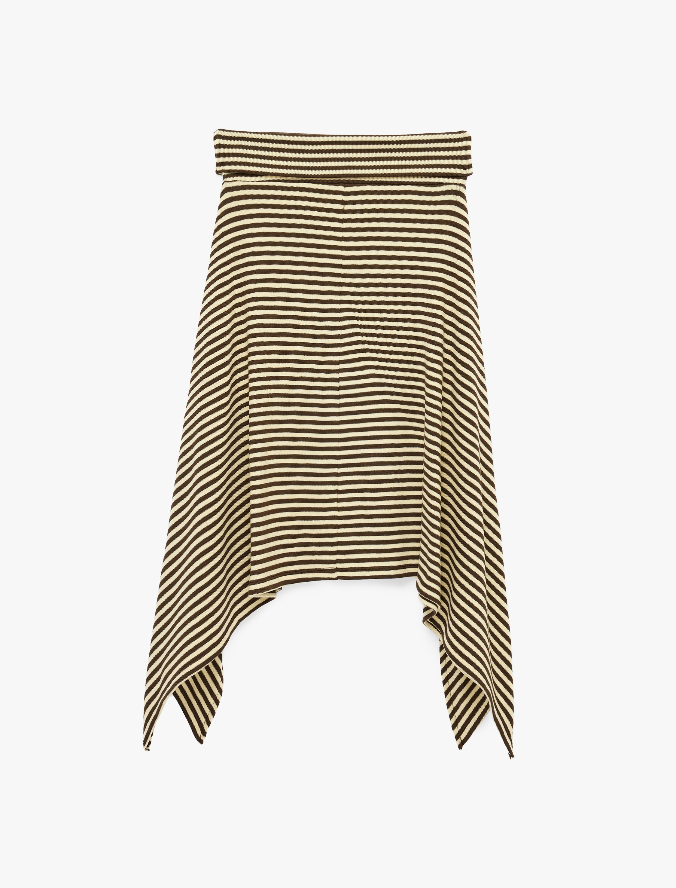   Beli Katlı Çizgili Asimetrik Kesim Uzun Etek