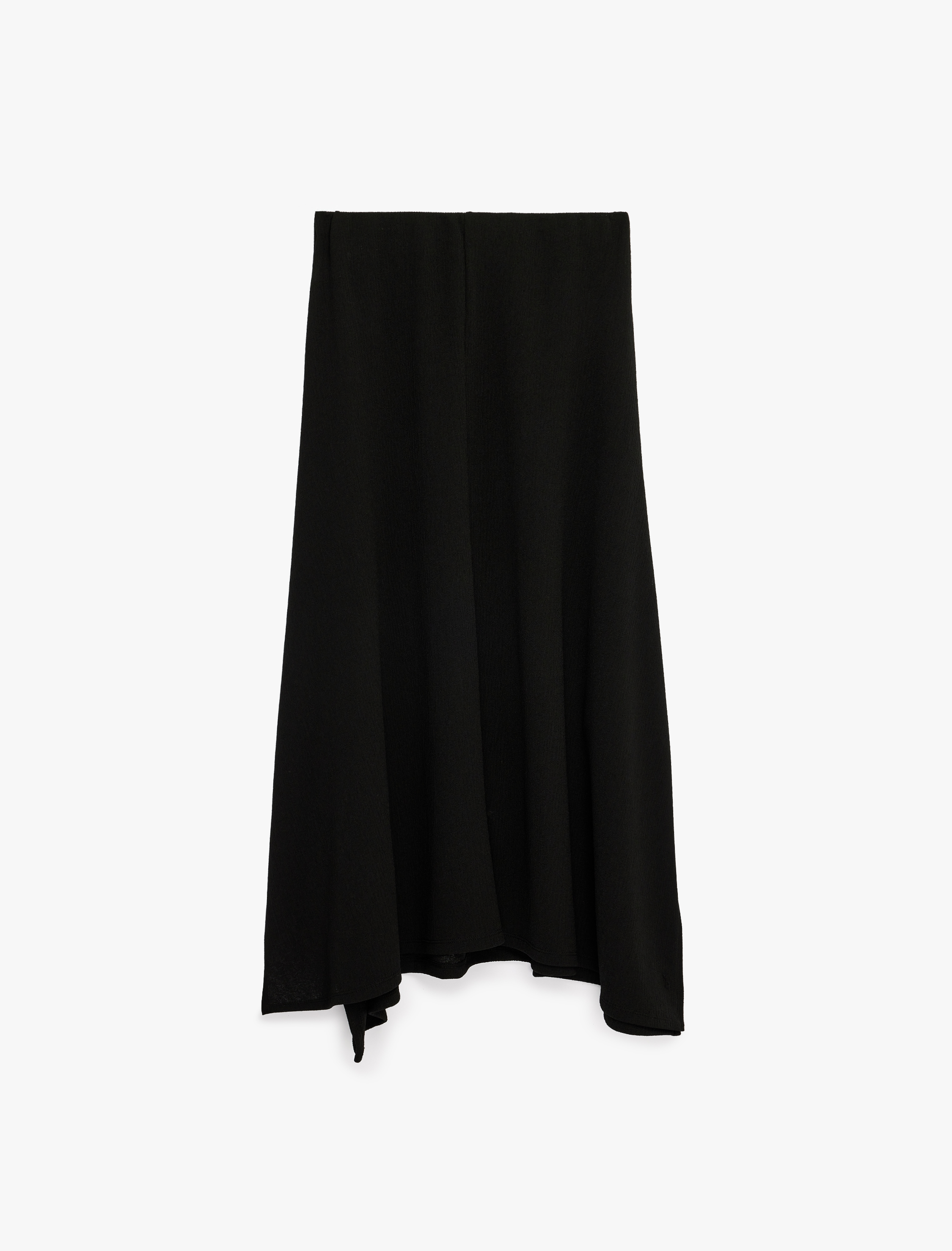   Krep Kumaş Asimetrik Kesim Midi Etek