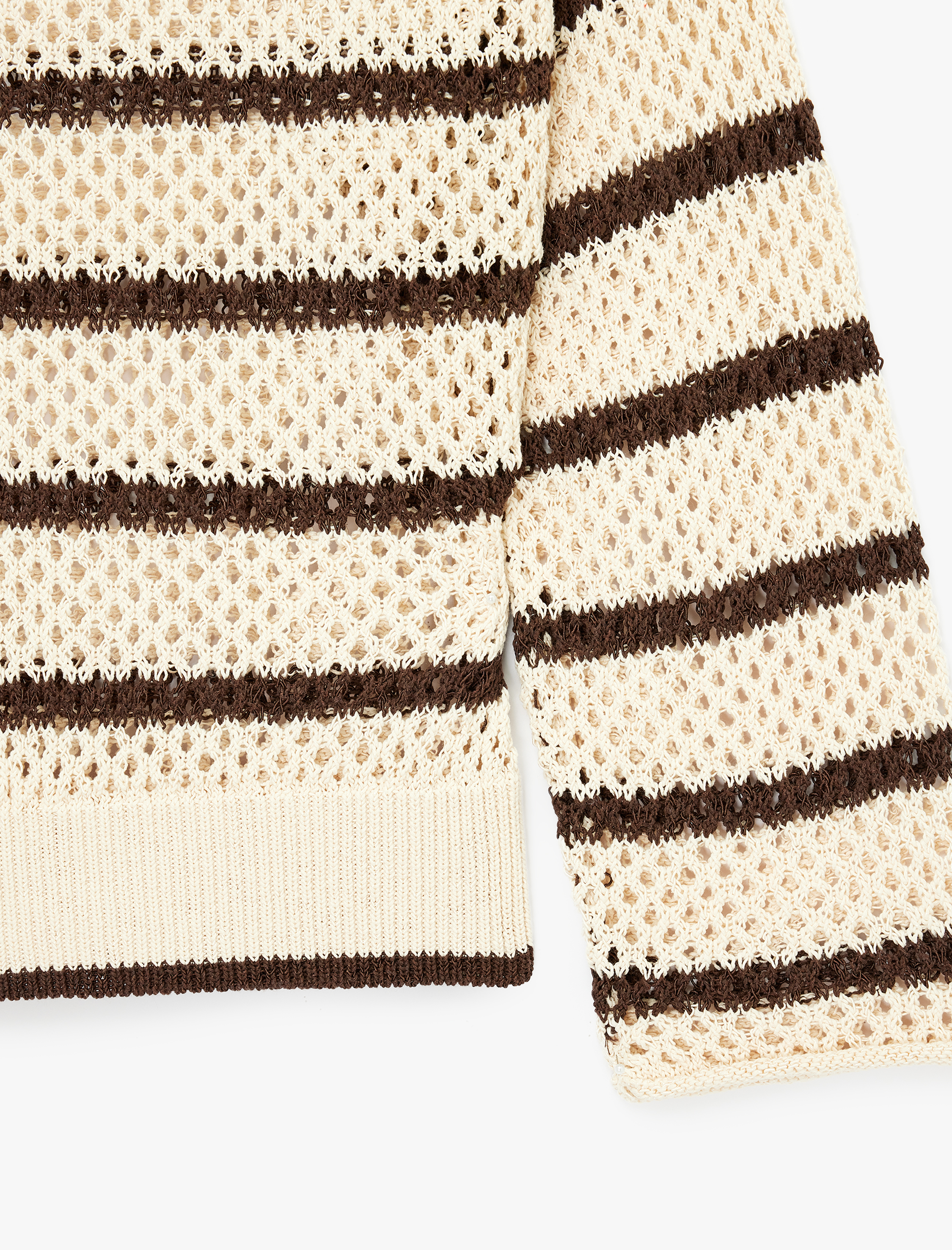   Uzun Kollu Bisiklet Yaka Çizgili Ajurlu Kroşe Oversize Kazak