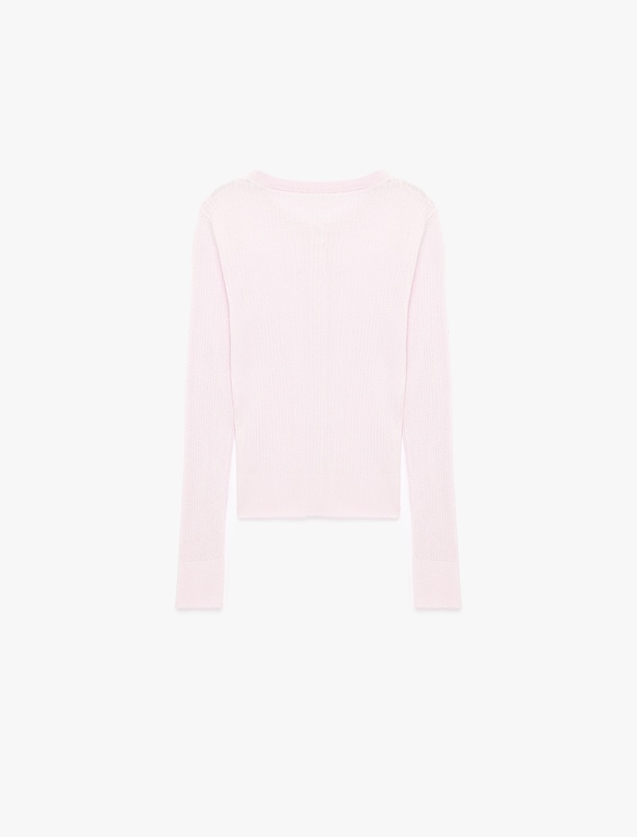  Uzun Kollu Yuvarlak Yaka Düğmeli Viskon Triko Hırka