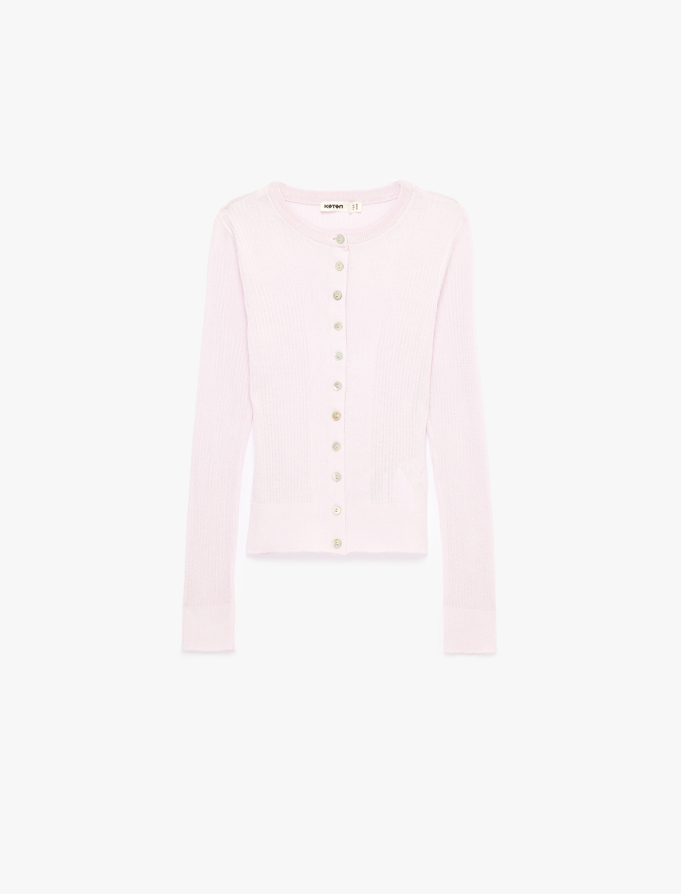   Uzun Kollu Yuvarlak Yaka Düğmeli Viskon Triko Hırka