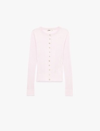 Uzun Kollu Yuvarlak Yaka Düğmeli Viskon Triko Hırka