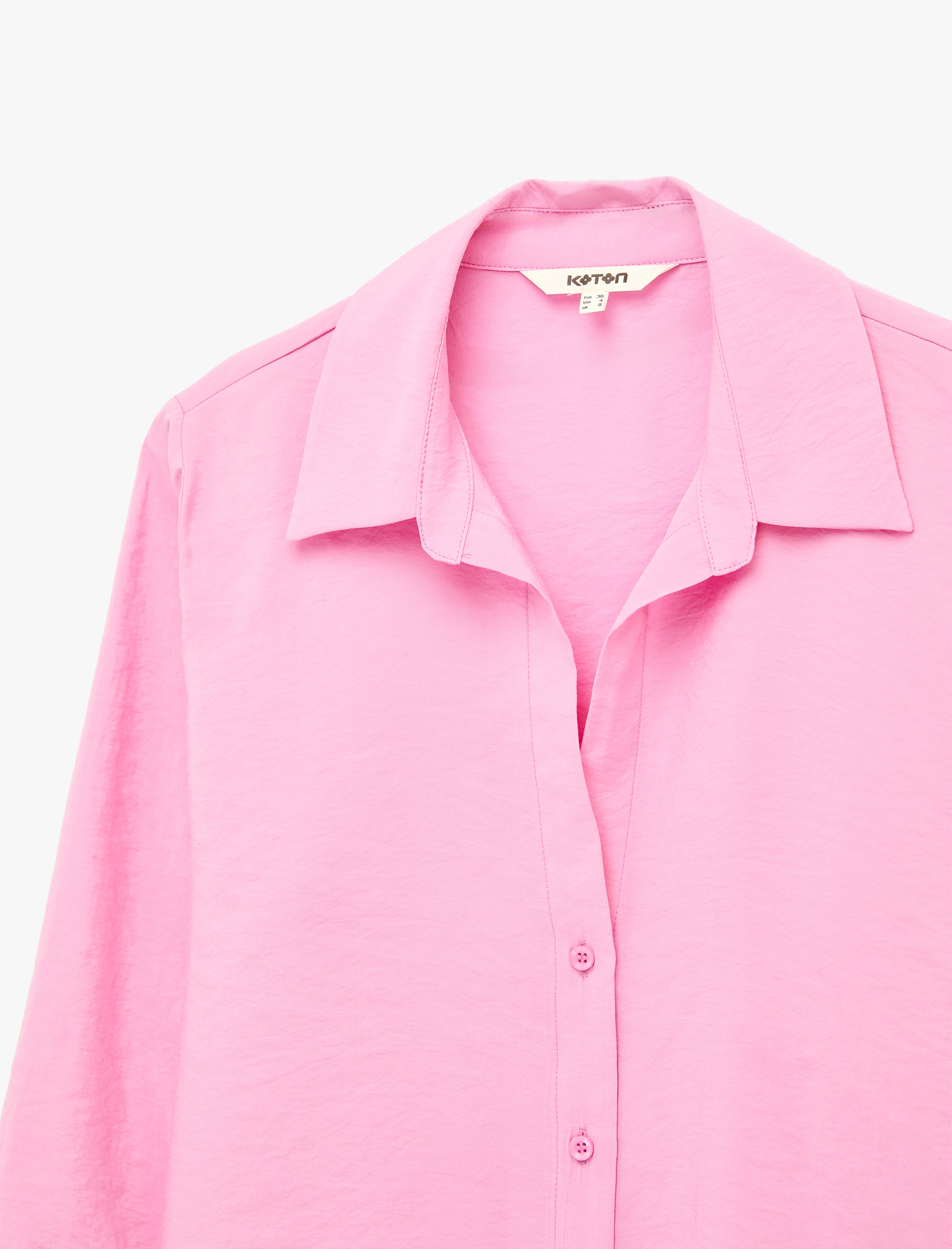   Regular Fit Uzun Kollu Kaçık Yaka Modal Gömlek