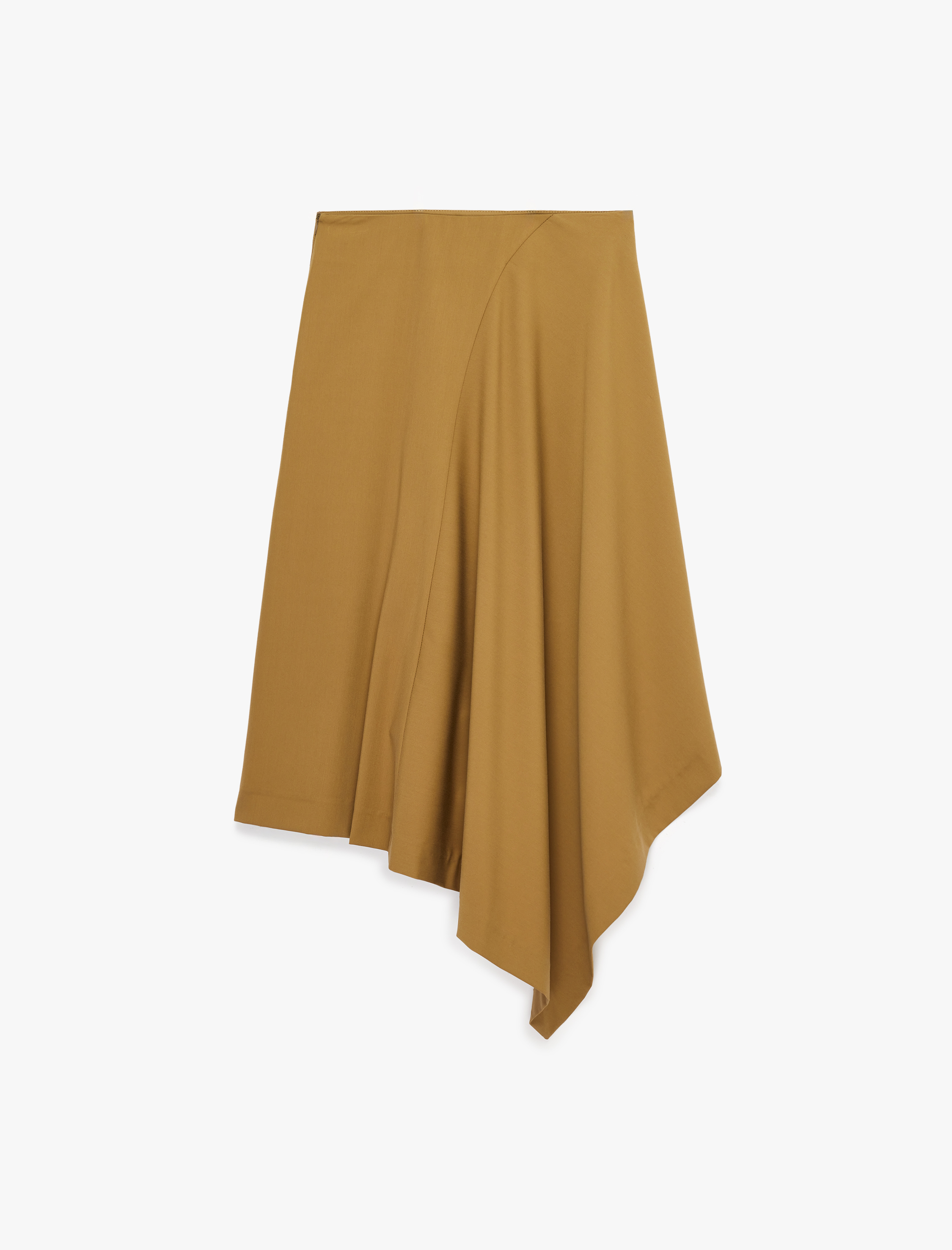   Katlı Düğme Detaylı Normal Bel Midi Asimetrik Etek